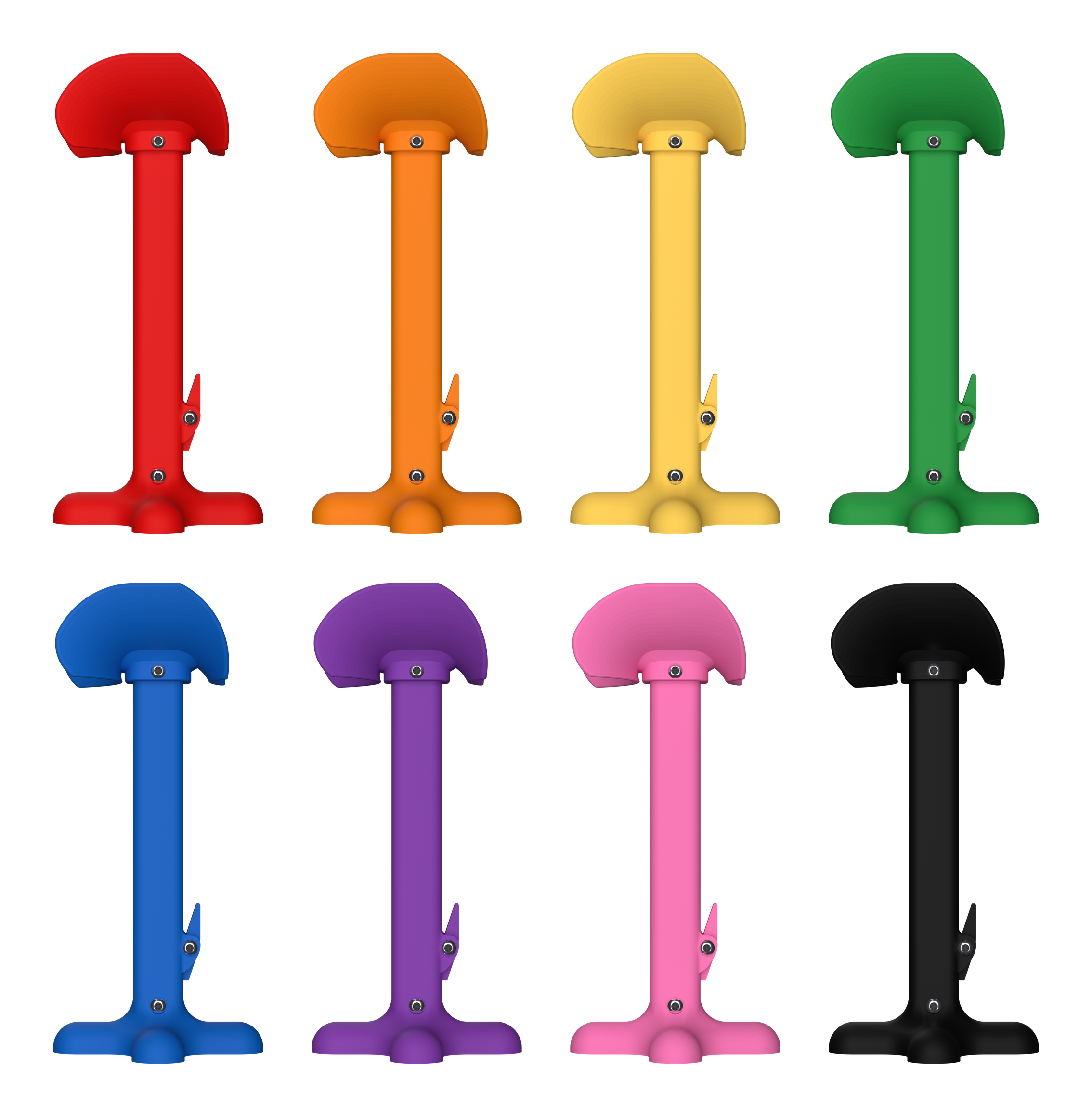 The AmpuTIEase Leg Rest in eight of its twenty-two colours